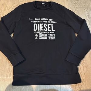 Diesel Authentic Women’s Medium Black Logo Pullover 100% cotton Sweatshirt Magic